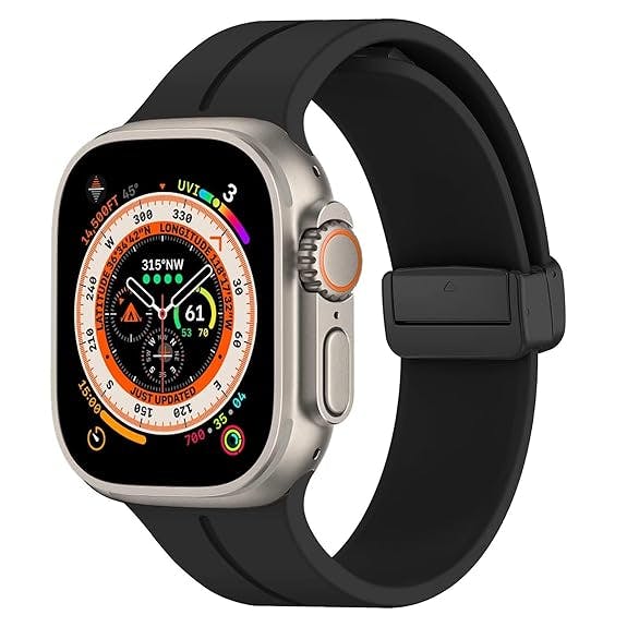 Mosmoc Compatible with Apple Watch Straps 49mm 45mm 44mm 42mm and 41mm 40mm 38mm iWatch Series 9 8 7 6 5 4 3 2 1 Ultra 2/Ultra, SE/SE2, Soft Silicone Magnetic Folding Buckle Sport Replacement Bands