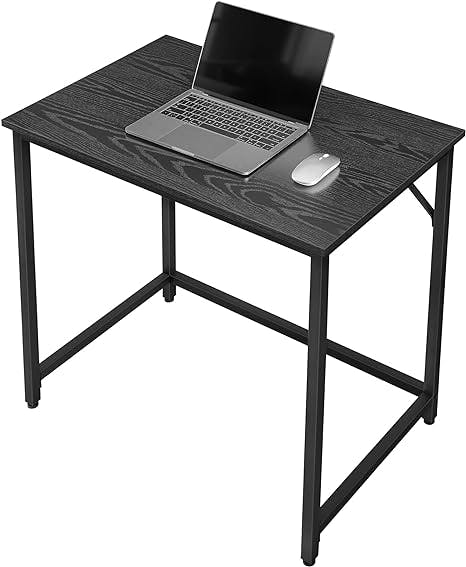 VASAGLE 31.5 Inch Computer Desk, Home Office Small Study Workstation, Simple Assembly, Steel Frame, Black with Wood Grain+Black