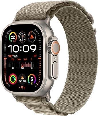 Apple Watch Ultra 2 (GPS + Cellular Models) - 49mm Titanium Case with Olive Alpine Loop - M
