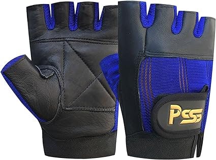 Prime Sports WEIGHT LIFTING PADDED BODY GEBOUW WIEL CHAIR TRAINING GYM LEATHER GLOVES ZWART/BLUE LARGE (L)