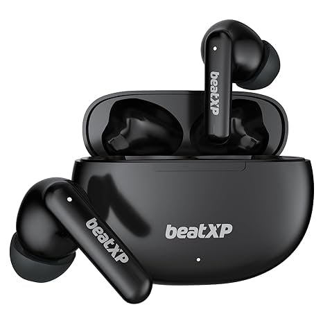 beatXP Tune XPods Bluetooth True Wireless in Ear Buds with 50H Playtime, Quad Mic ENC Tech, Low Latency, Type C Earphone with 10mm Drivers, IPX5 Water Resistance, BT 5.3, Touch Control (Black)
