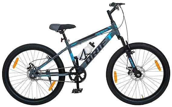 VESCO 24-T Drift Cycle for Big Kid's MTB Mountain Bike | Dual Disk Brake & Front Suspension Single Speed Bicycle for Boys and Girls | 16 inches Frame | Ideal for 9-14 Years (Grey)
